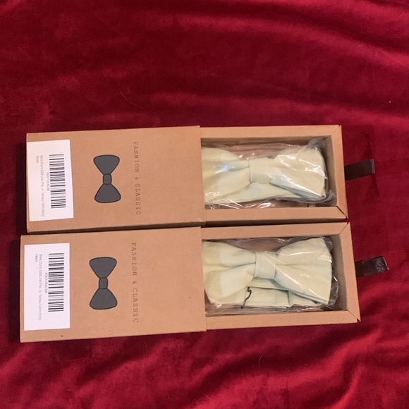 Fashion & Classic Cream Ivory Linen Pre-Tied Set of Bow Ties New in Boxes - Picture 4 of 5